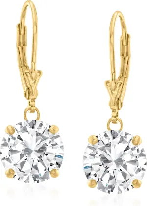 Ross-Simons 6.25 ct. t.w. CZ Drop Earrings in 18kt Gold Over Sterling