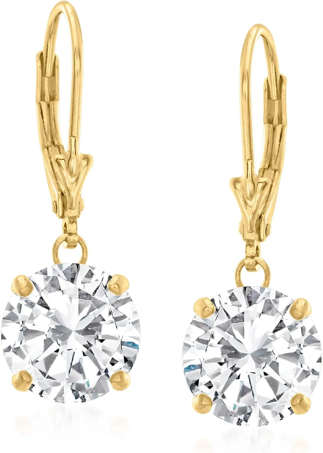 Ross-Simons 6.25 ct. t.w. CZ Drop Earrings in 18kt Gold Over Sterling