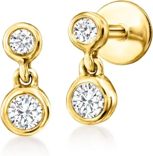 RS Pure by Ross-Simons 0.10 ct. t.w. Diamond 2-Stone Flat-Back Stud Earrings in 14kt Yellow Gold