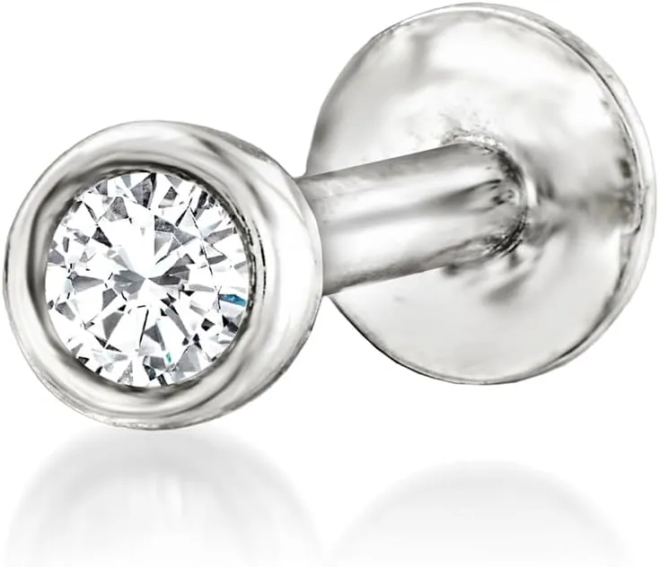 RS Pure by Ross-Simons Bezel-Set Diamond Single Flat-Back Stud Earring in Sterling Silver