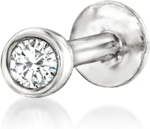 RS Pure by Ross-Simons Bezel-Set Diamond Single Flat-Back Stud Earring in Sterling Silver