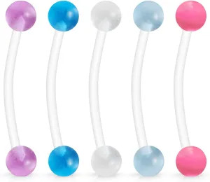 Ruifan 5PCS Pregnancy Sport Maternity Clear Flexible Bioplast 14G Belly Navel Button Ring Body Jewelry Piercing Retainer 1Inch (25mm)