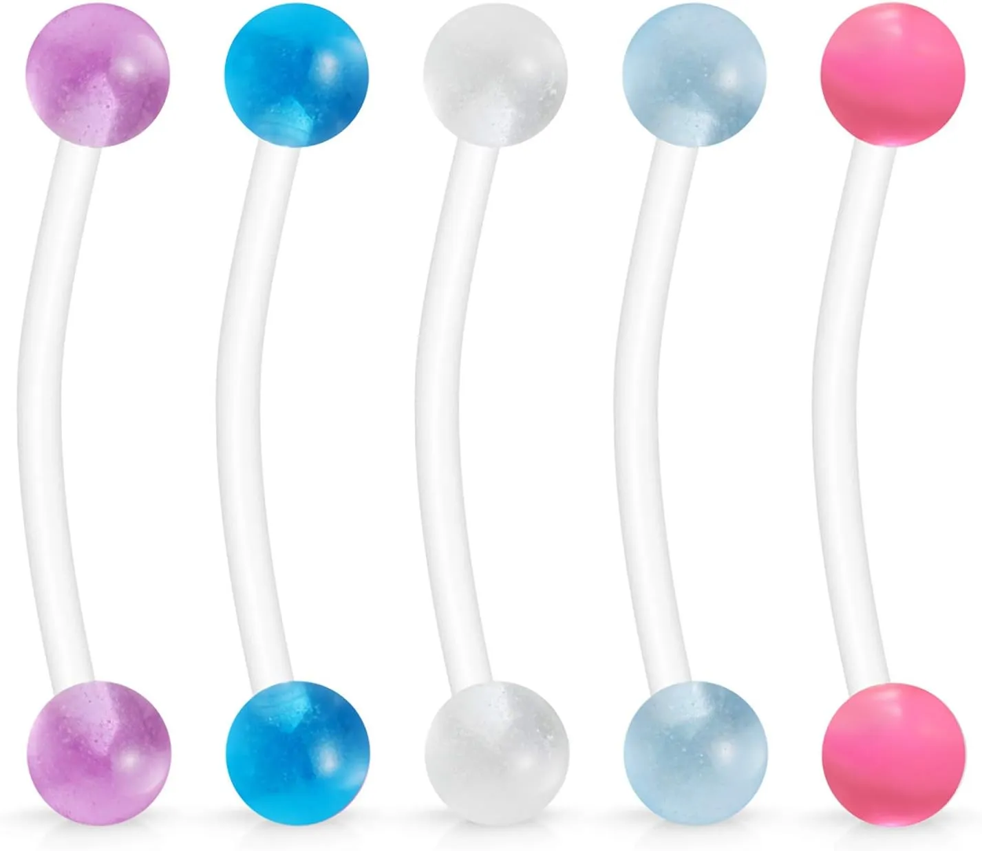 Ruifan 5PCS Pregnancy Sport Maternity Clear Flexible Bioplast 14G Belly Navel Button Ring Body Jewelry Piercing Retainer 1Inch (25mm)