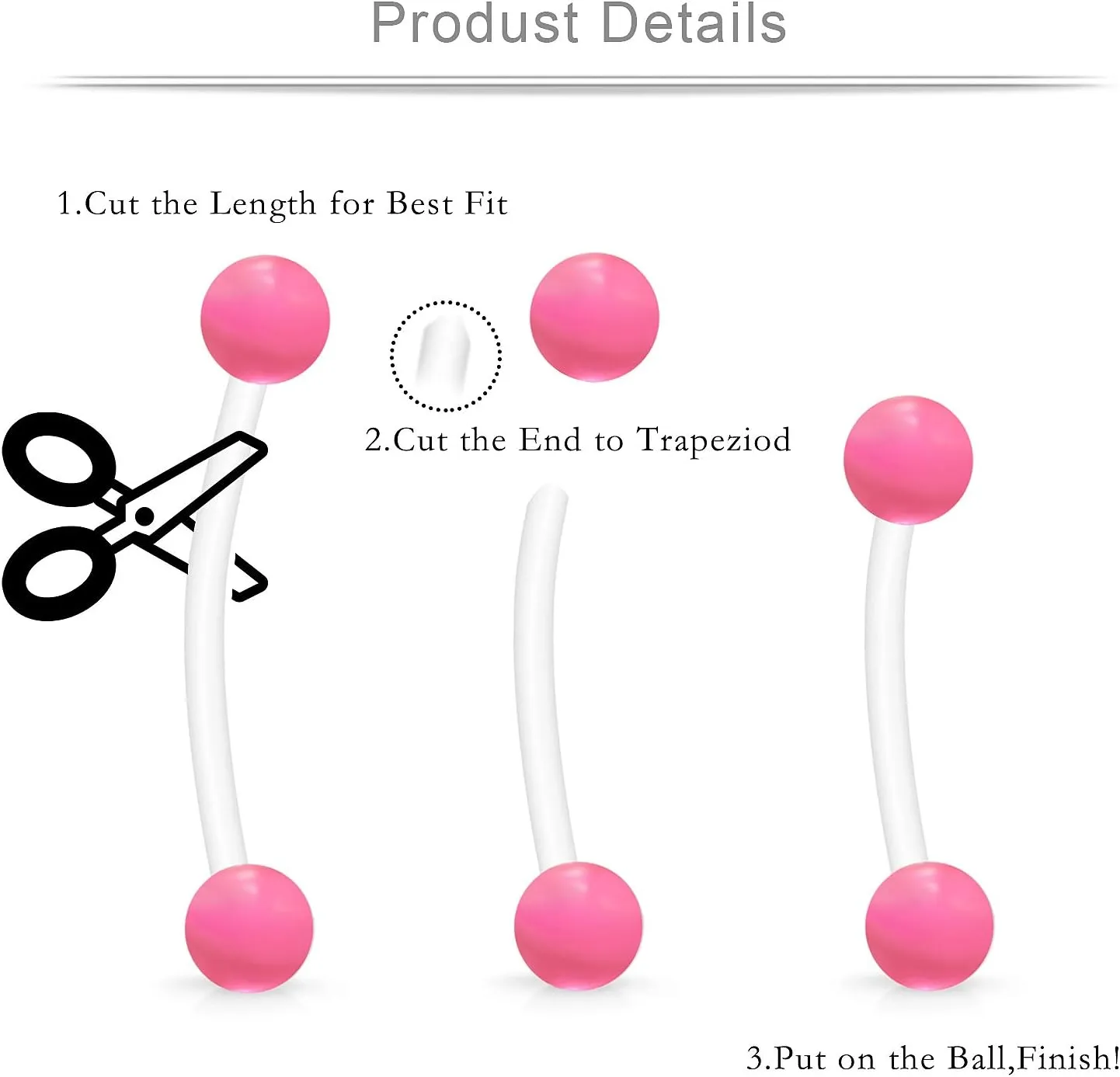 Ruifan 5PCS Pregnancy Sport Maternity Clear Flexible Bioplast 14G Belly Navel Button Ring Body Jewelry Piercing Retainer 1Inch (25mm)