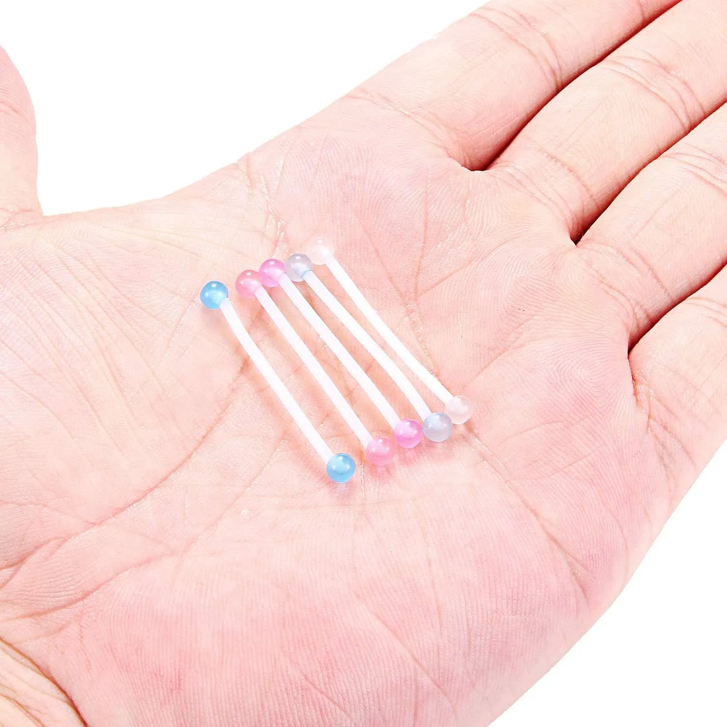 Ruifan 5PCS Pregnancy Sport Maternity Clear Flexible Bioplast 14G Belly Navel Button Ring Body Jewelry Piercing Retainer 1Inch (25mm)