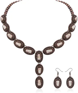 Rustic Couture's Western Necklace Earrings Jewelry Set for Women