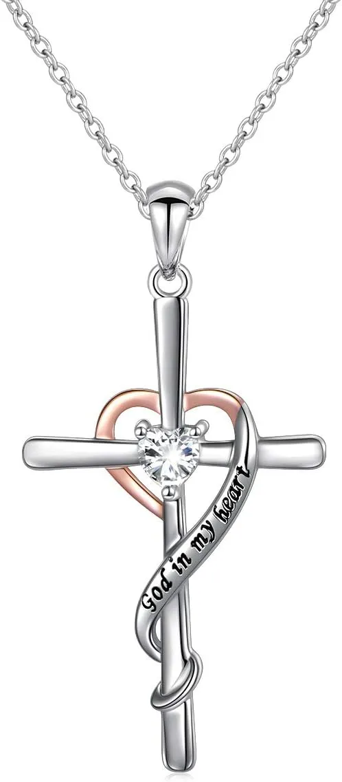 S925 Sterling Silver Cross Faith Stethoscope Heart Pendant Necklace Infinity Y Choker Jewelry Gifts for Women