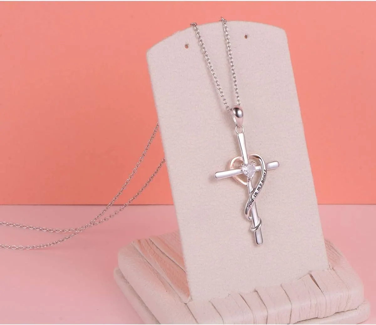 S925 Sterling Silver Cross Faith Stethoscope Heart Pendant Necklace Infinity Y Choker Jewelry Gifts for Women