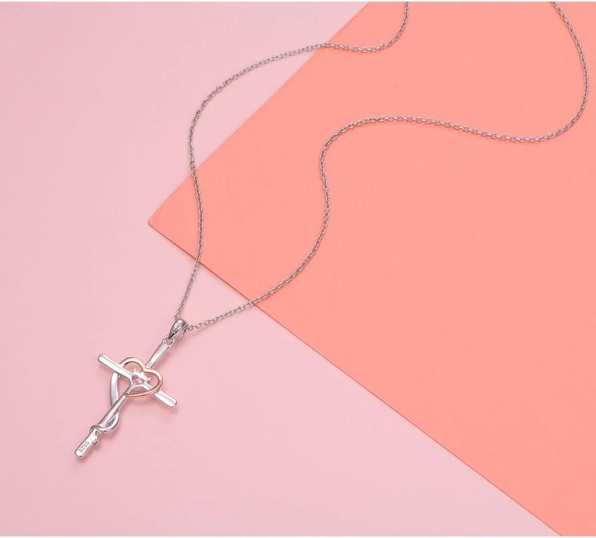 S925 Sterling Silver Cross Faith Stethoscope Heart Pendant Necklace Infinity Y Choker Jewelry Gifts for Women