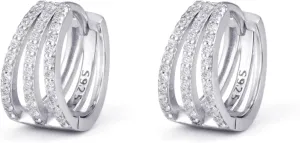 S925 Sterling Silver Huggie Hoop Earrings for Women Men, Cubic Zirconia Heart Huggie Earrings Triple Hoop Earrings, 18K Gold Plated Small Chunky Thick Hoops