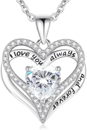 S925 Sterling Silver Necklace for Women, Wife Jewelry Rose Gold, Mom Birthday Valentines Mothers Day Gifts, Girlfriend Necklaces, Daughter Heart Jewel, Anniversary for Her