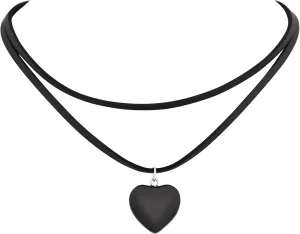 Sacina Layered Black Heart Choker Necklace, Heart Necklace for Women, Black Choker, Gothic Necklace, Y2k Necklaces, Valentine Gift, Christmas Jewelry Gift For Women
