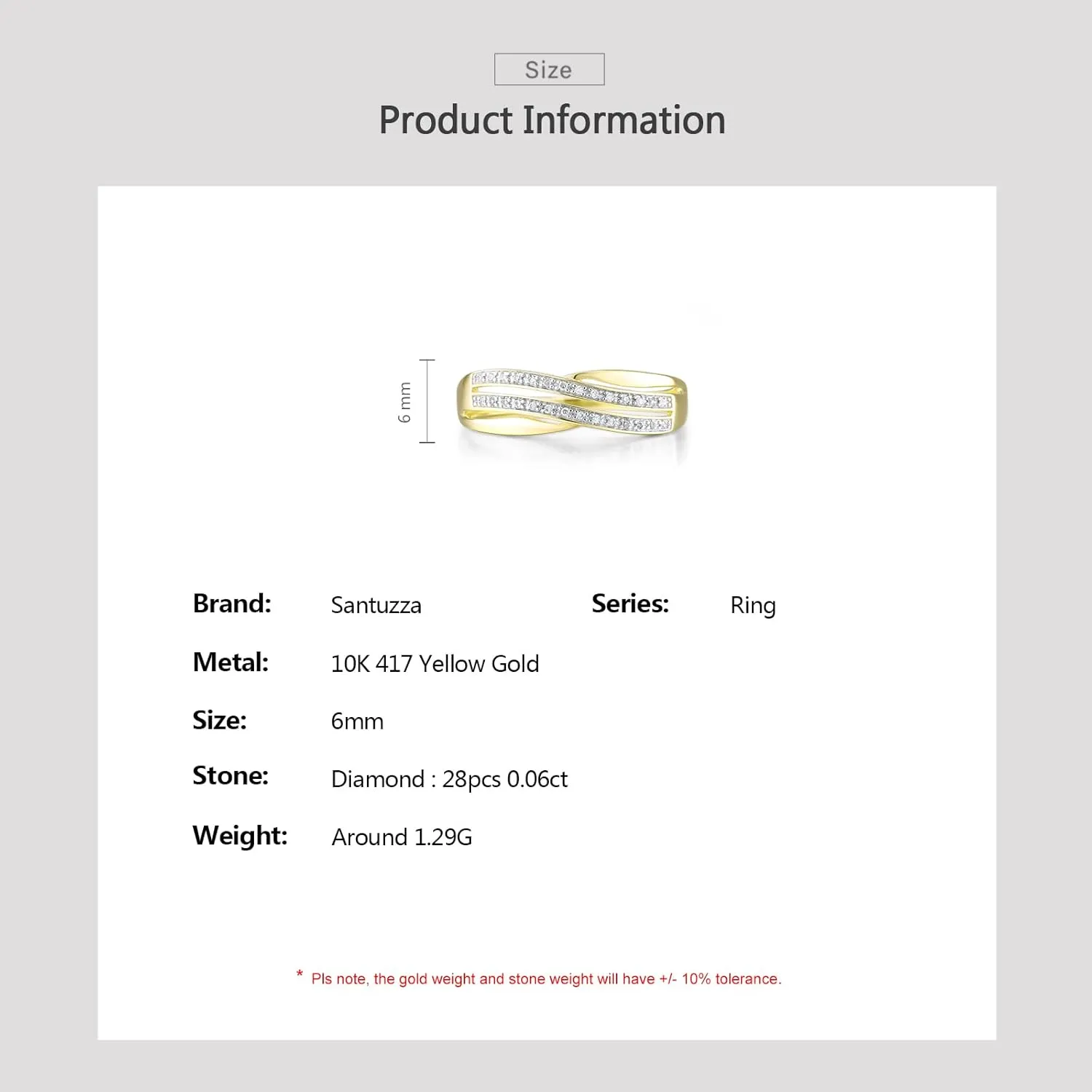 Santuzza 10K Solid Gold Gemstone Genuine Diamond Dainty Band Ring for Women