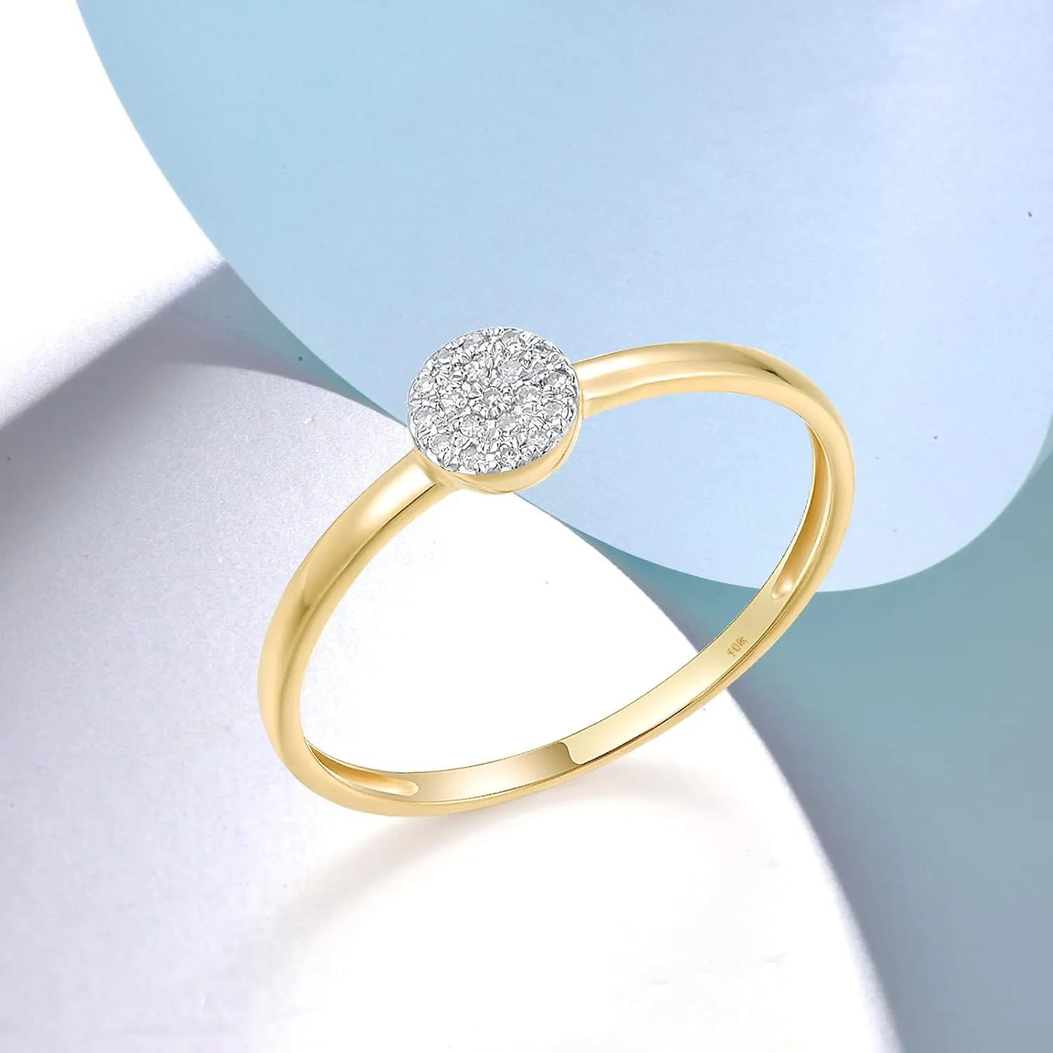 Santuzza 10K Solid Gold Genuine Diamond Simple Dainty Ring for Women