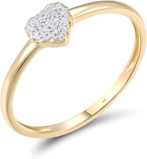Santuzza 10K Solid Gold Genuine Diamond Simple Dainty Ring for Women