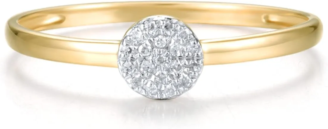 Santuzza 10K Solid Gold Genuine Diamond Simple Dainty Ring for Women