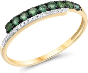 Santuzza 10K Yellow Solid Gold Row Genuine Diamond Dainty Ring for Women