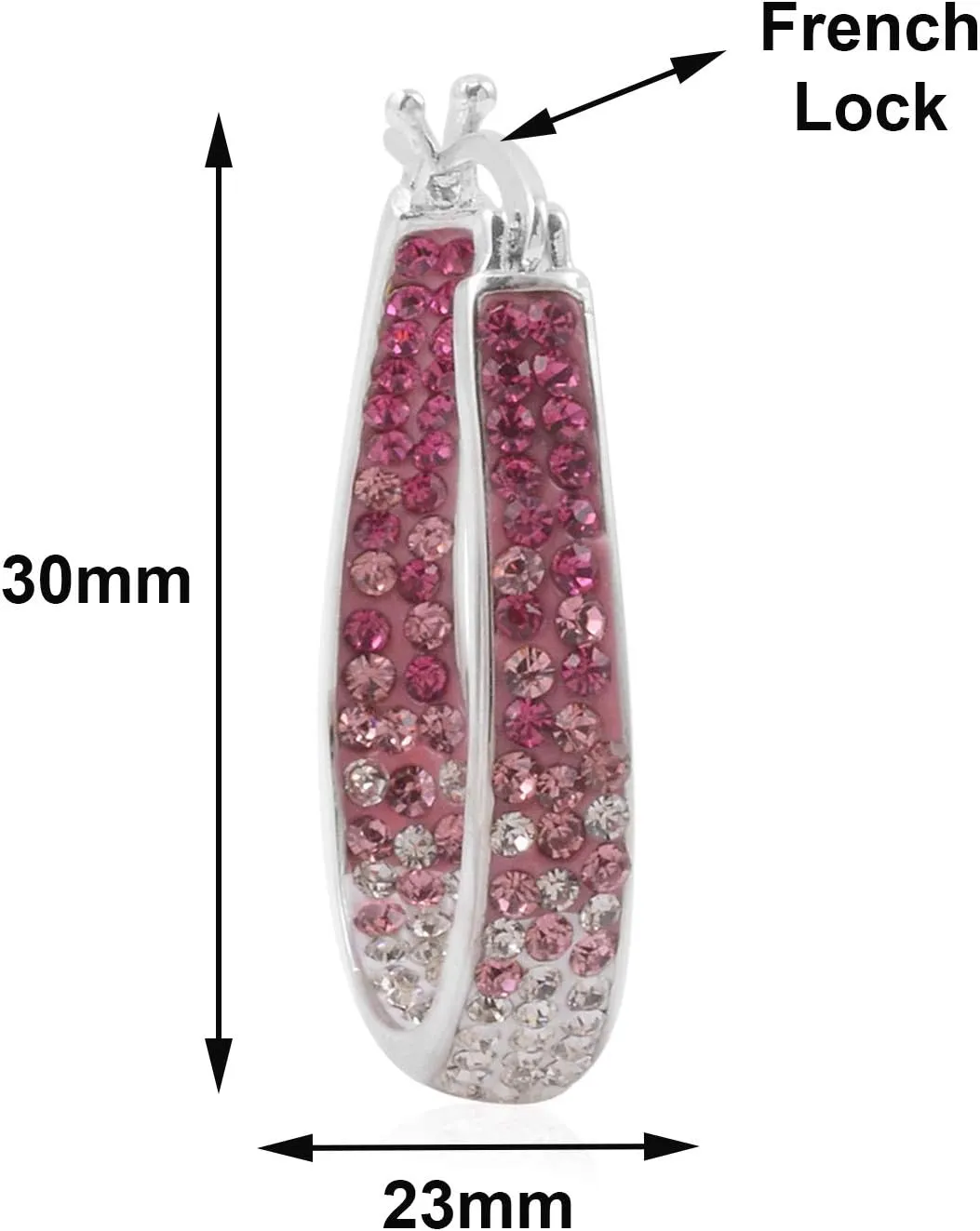 Savlano 14K White Gold Plated Inside Out Crystal Hoop Earrings For Women Comes With Savlano Gift Box