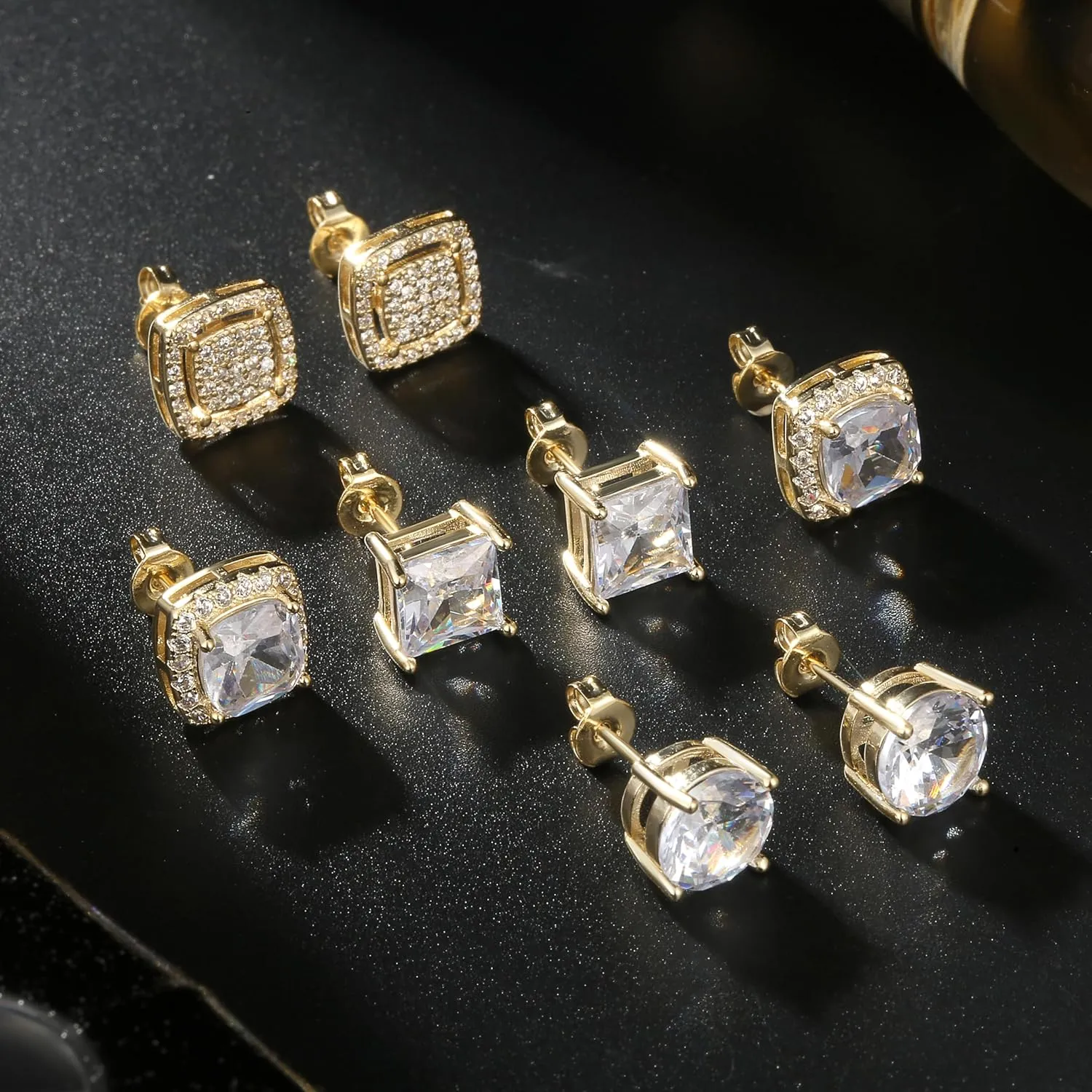 Shakalaka Stud Earrings for Women Mens Cubic Zirconia Earrings Studs with Hypoallergenic 925 Sterling Silver Earring Pin