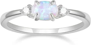 SHINYSO 14K Gold Plated Wedding Bands for Women Opal Cubic Zirconia Ring Stackable CZ Pave Eternity Engagement Rings for Women Size 4-10