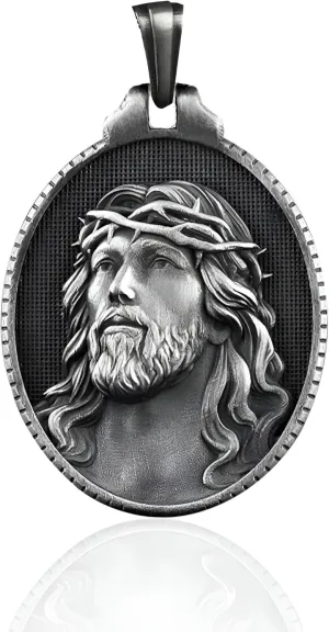 Silver Christian Jesus, St.Chistopher Mens Pendant, Christ Jesus Pendant, Religious Silver Man Pendant, Solid Silver Jesus Medallion, Church Pendant, 925K Sterling Silver Men Pendant