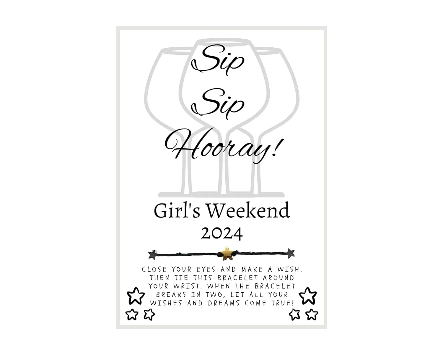 Sip Sip Hooray! Girls Weekend, Wine Gift, Wine Bracelet, Wine, Girls Trip, Friendship Gift, Wine, Wish Bracelet, Bracelet