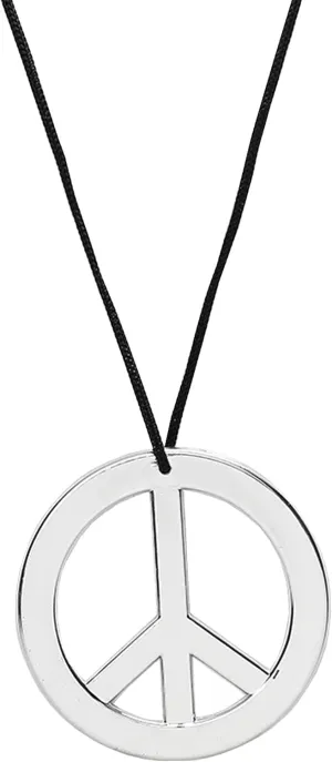 Skeleteen Silver Peace Sign Pendant - 1960s 1970s Hippie Party Accessories Necklace - 1 Piece