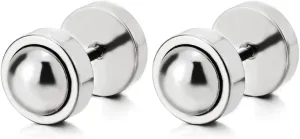 Sleek Ball Stud Earrings for Men Women, Stainless Steel Illusion Tunnel Plug Screw Back, Minimalist