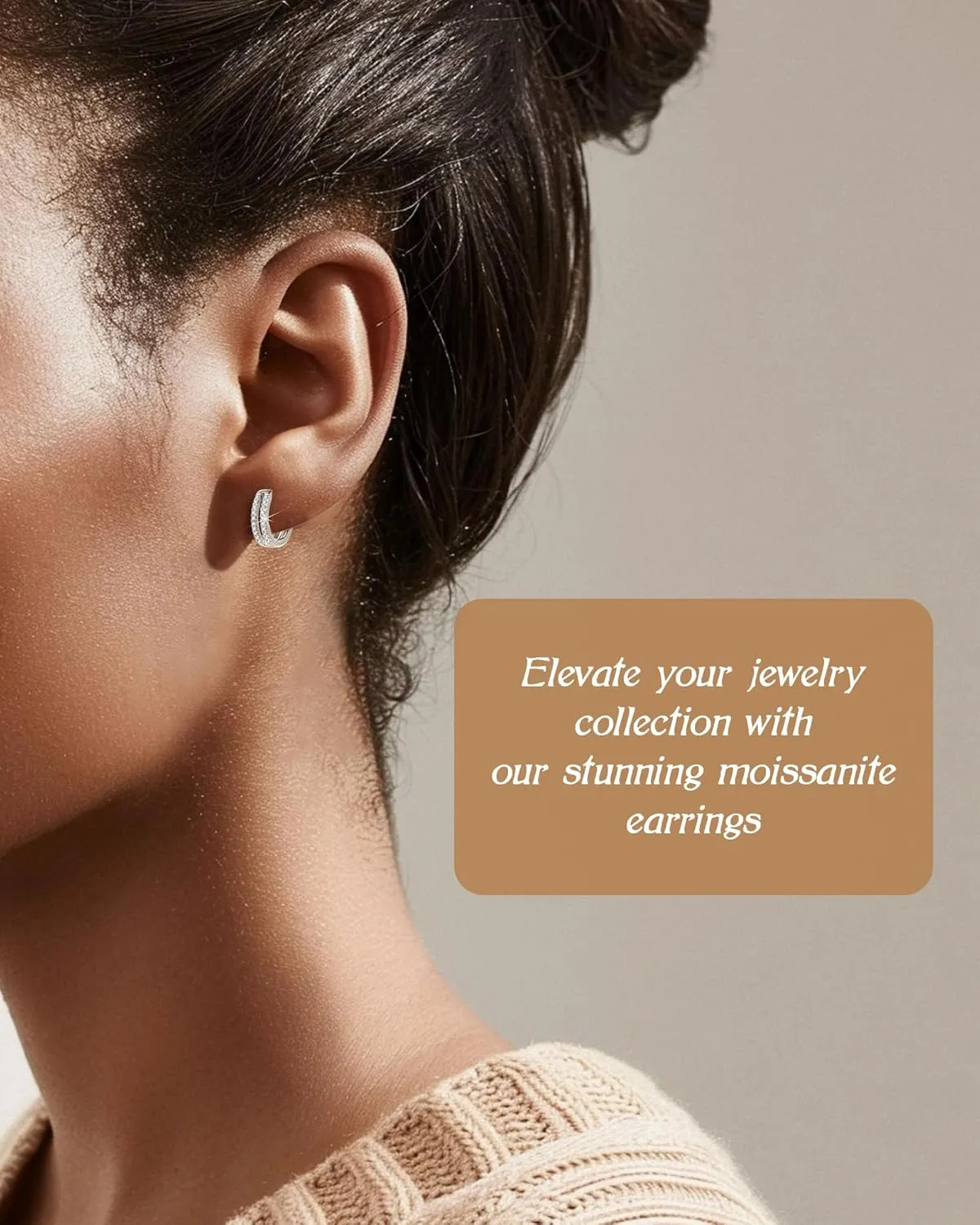 Small Hoop Earrings in 925 Sterling Silver with Dual-Row Moissanite Accents, Hypoallergenic Moissanite Huggie Hoops for Women, Diamond-Alternative Handcrafted Jewelry Gifts