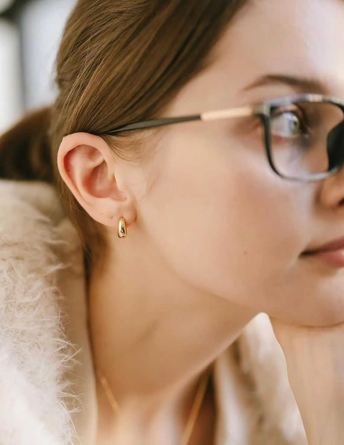 Small Huggie Hoop Earrings for Women 14K Gold Plated Thick Tiny Hoop Earrings Dainty Earrings Minimalist Jewelry