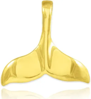 Solid 14K Yellow Gold Whale Tail Pendant or Charm (9/10" Long)