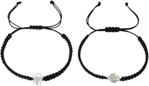 Spider Web Friendship Bracelet Matching Couple Bracelets Black Braided Rope Charm Bracelet Best Friends Bracelet for 2 Valentine Couple Gift