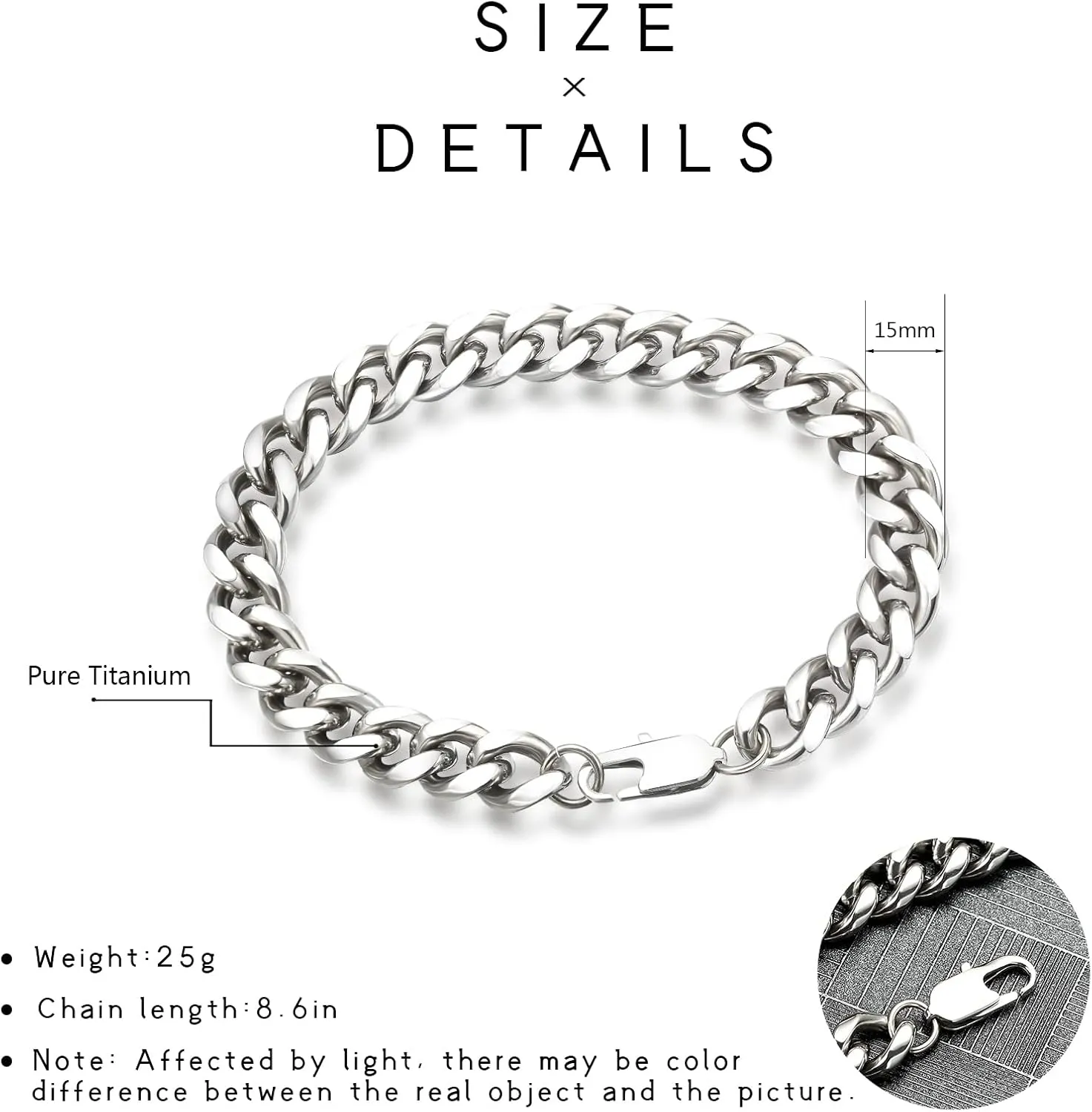 Stainless Steel/Titanium Black/Blue/Brown/Gold/Silver & Brushed Texture Cuban Chain Necklaces/Bracelets for Men Women, Nickel-Free, Hypoallergenic Jewelry 7mm/8mm/9mm/10mm/15mm Bracelet Length 7.8''/8.6"/9'',Necklace Length 20.5"
