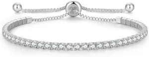 Sterling Silver Birthstone Tennis Bracelets for Women 2.5mm Tennis Bolo Bracelet Fashion Jewelry Birthday Gifts for Women Mom Wife | Adjustable Size 9"