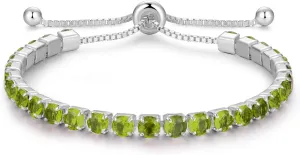 Sterling Silver Birthstone Tennis Bracelets for Women 4mm Tennis Bolo Bracelet Fashion Jewelry Birthday Gifts for Women Wife Mom Her | Adjustable Size 9"