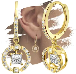 Sterling Silver Hoop Dangle Earrings for Women Gold Plated Hypoallergenic Charms Earring Dainty Jewelry with Cubic Zirconia Fashion Birthday Gift for Women