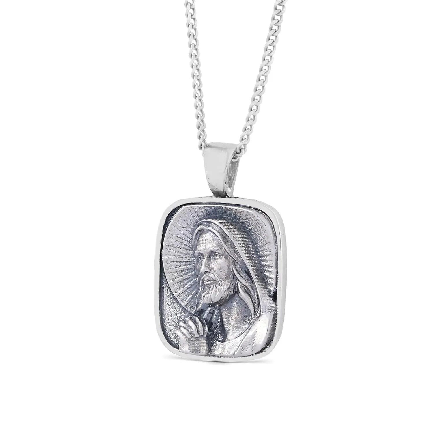 Sun and Jesus Necklace, Sun and Messiah Necklace, Christ Necklace, Silver Religious Pendant, Jesus Jewelry, Handmade Christian Pendant