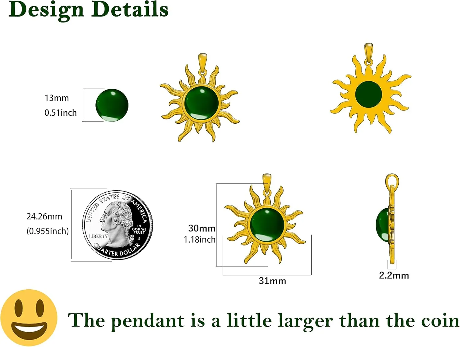 Sun Turquoise Pendant Necklace, 925 Sterling Silver Genuine Gemstones Western Jewelry Gift for Women