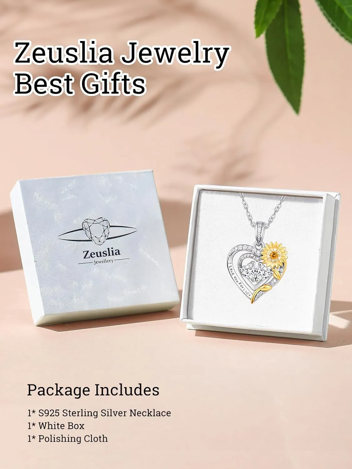 Sunflower Heart Necklaces for Women Mother, Gold I Love You Forever Jewelry with 2 Birthstones Pendant, Anniversary Birthday Gifts for Her Wife Girlfriend, 18 2 Inch Chain
