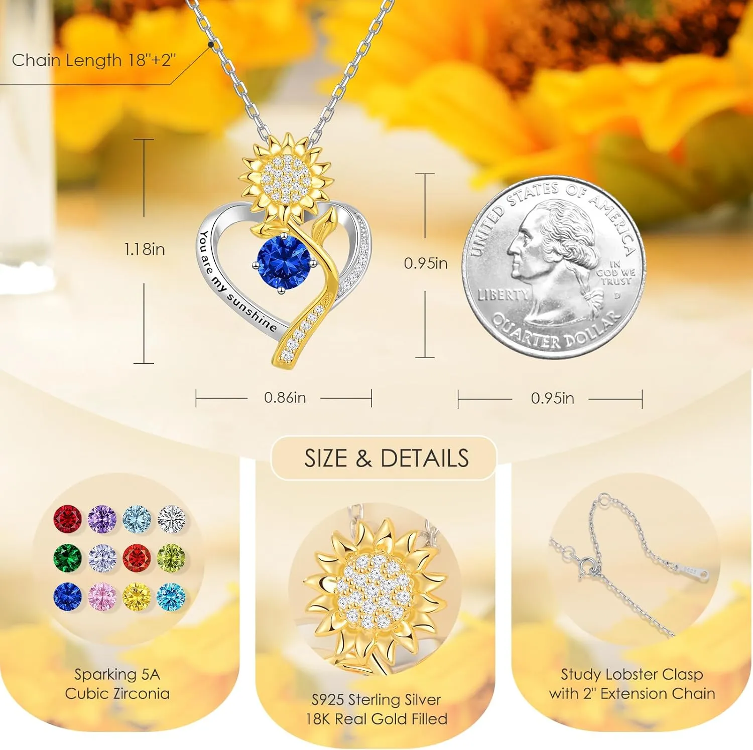 Sunflower Necklaces for Women Wife Birthday Gift Ideas Wedding Anniversary Birthday Gifts for Women Gifts for Wife Sunflower Jewelry for Women Gifts for Her Girlfriend