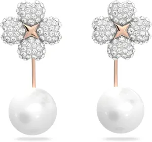 Swarovski Latisha Earring Jackets, Flower, White, Rose-gold tone Finish