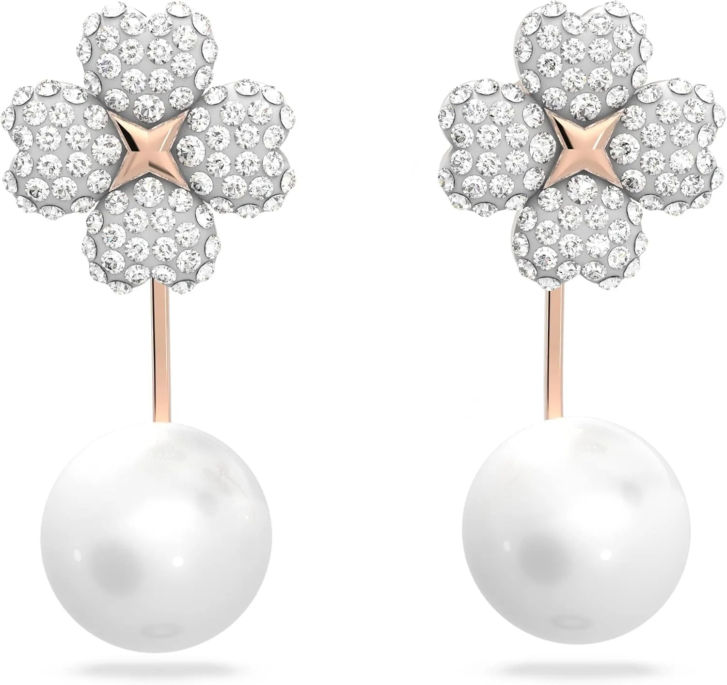Swarovski Latisha Earring Jackets, Flower, White, Rose-gold tone Finish