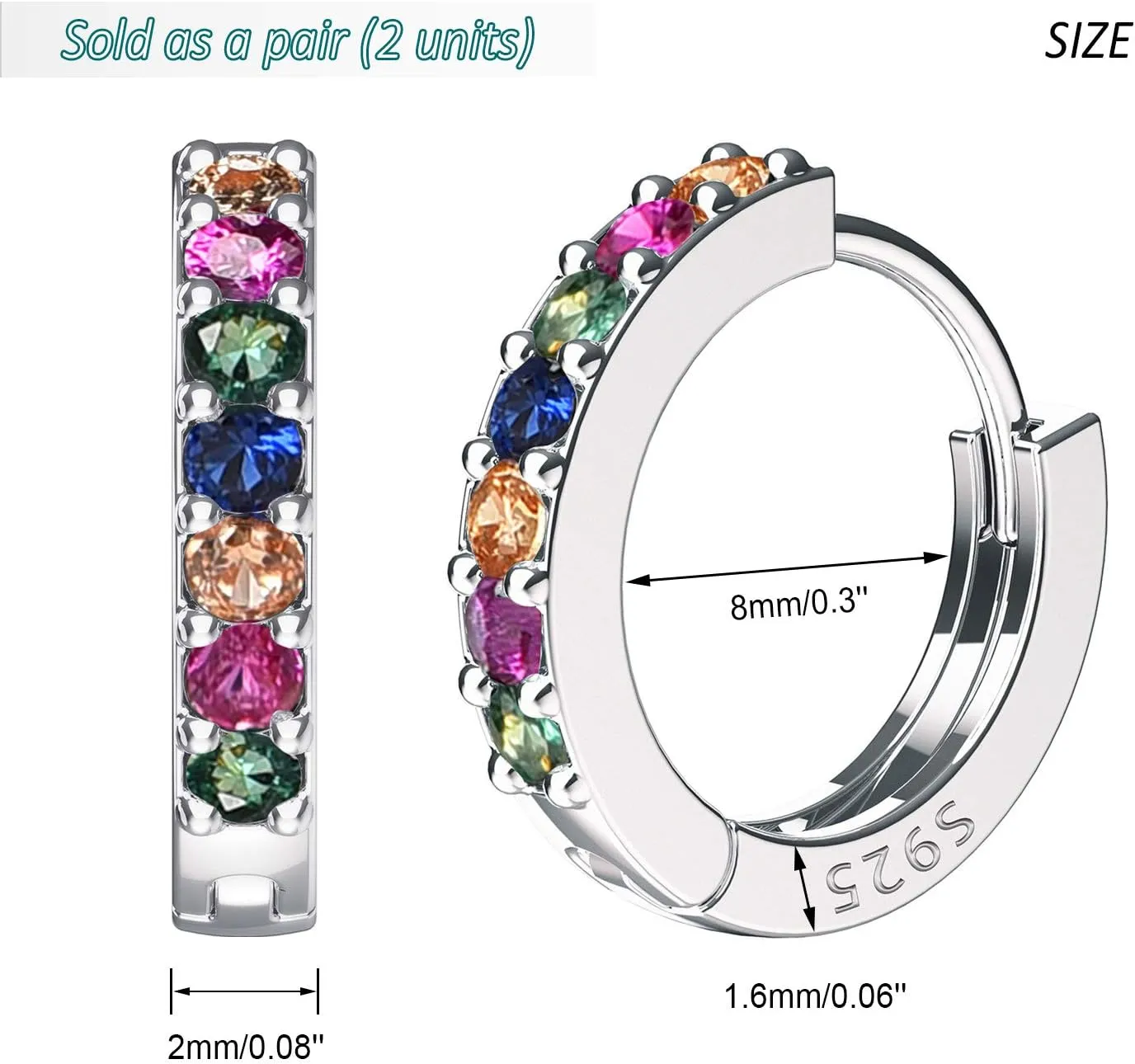 SWEETV 925 Sterling Silver Huggie Hoop Earrings for Women Girls-Tiny Small Cartilage Hoop Earring