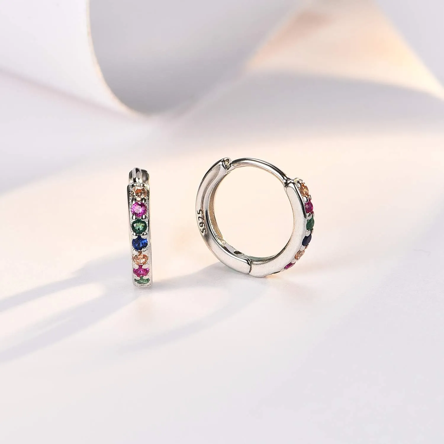 SWEETV 925 Sterling Silver Huggie Hoop Earrings for Women Girls-Tiny Small Cartilage Hoop Earring