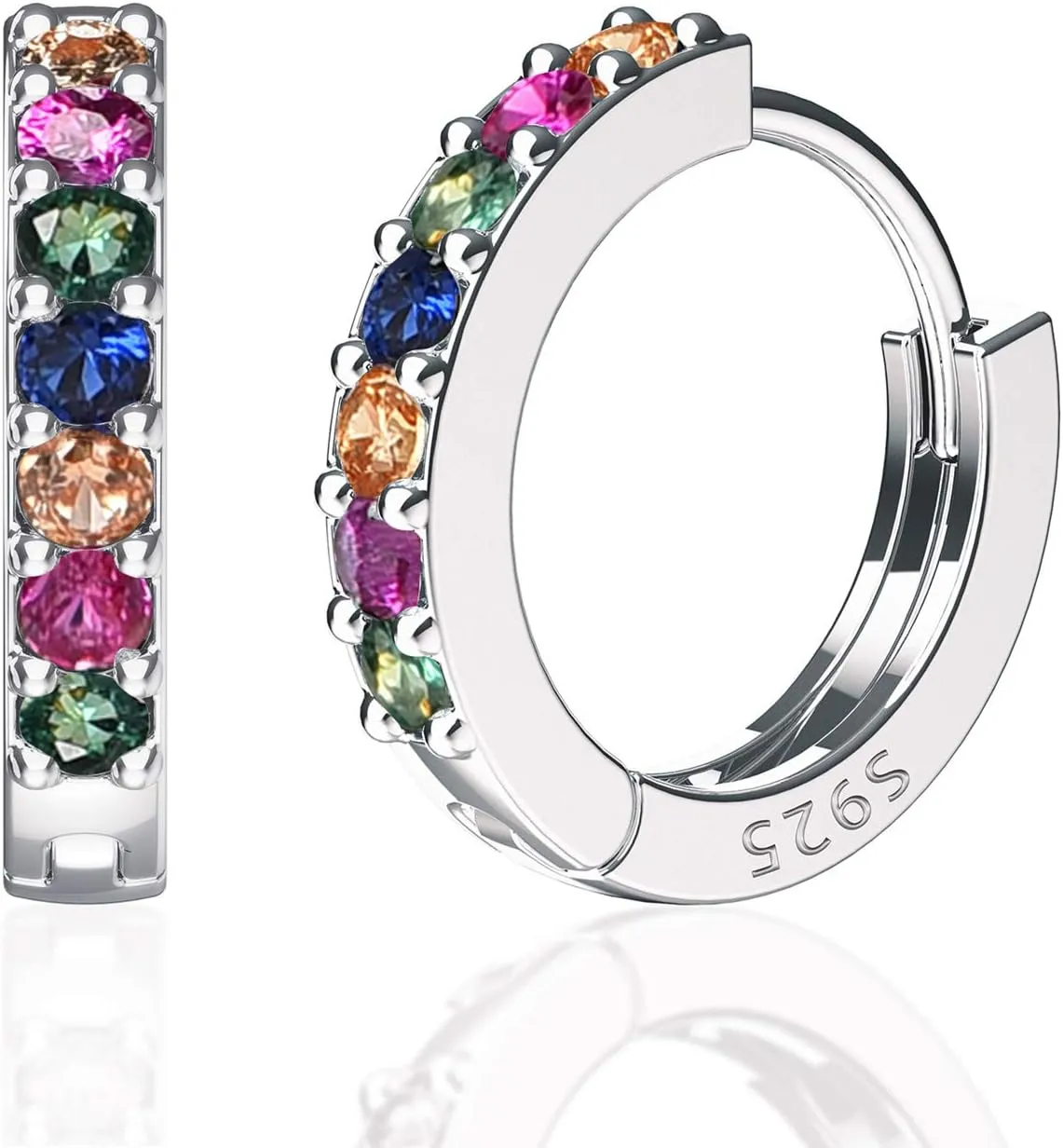 SWEETV 925 Sterling Silver Huggie Hoop Earrings for Women Girls-Tiny Small Cartilage Hoop Earring