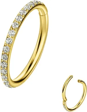 TDEBA 20G 18G 16G Clear CZ Nose Rings Hoop, 316L Surgical Steel Cartilage Earrings Hoop, 5-12mm Daith Helix Rook Tragus Piercing Jewelry, Stainless Steel Earring Silver Conch Piercing Jewelry