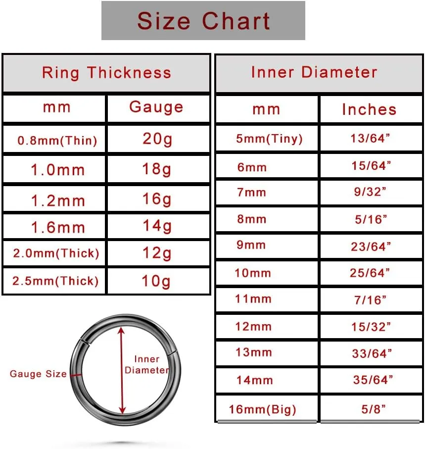 TDEBA 20G 18G 16G Clear CZ Nose Rings Hoop, 316L Surgical Steel Cartilage Earrings Hoop, 5-12mm Daith Helix Rook Tragus Piercing Jewelry, Stainless Steel Earring Silver Conch Piercing Jewelry