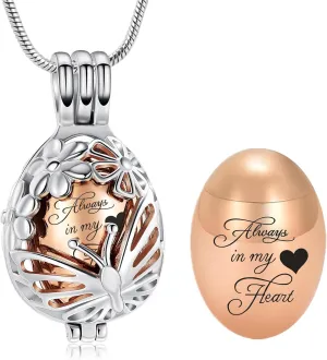 Teardrop Butterfly Urn Necklace for Ashes Cremation Jewelry for Women Men Stainless Steel Hollow Jar Memorial Necklaces Ash Holder for Human Pets Keepsake Jewelry for Loved Ones with Fill Tool