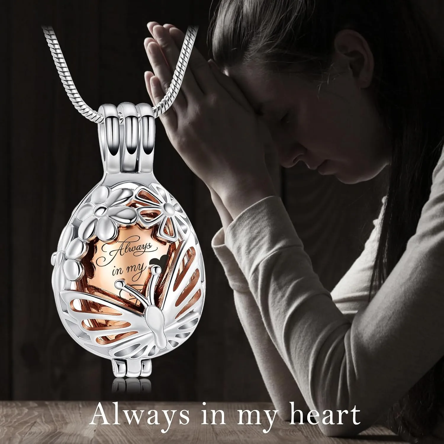 Teardrop Butterfly Urn Necklace for Ashes Cremation Jewelry for Women Men Stainless Steel Hollow Jar Memorial Necklaces Ash Holder for Human Pets Keepsake Jewelry for Loved Ones with Fill Tool