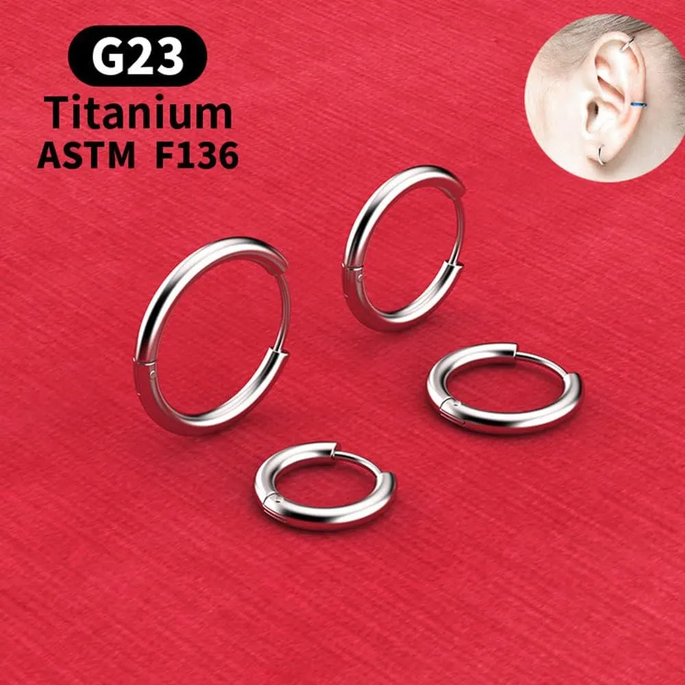 TGNEL Titanium Hoop Earrings for Men Women, Plain/Cubic Zirconia Huggie Earring Charms, Dainty Cartilage/Helix Titanium Earrings for Sensitive Ears